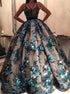 Ball Gown Tulle Appliques Prom Dress LBQ1036